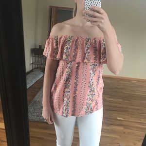 Off the Shoulder Pink Top
